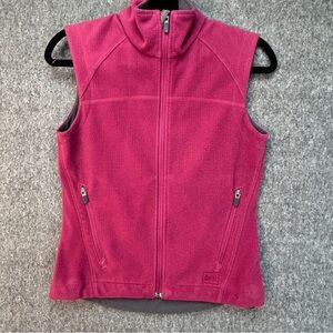 REI Vest Womens XS Pink Fleece Full Zip Pockets Outdoor Hiking Layer Warm